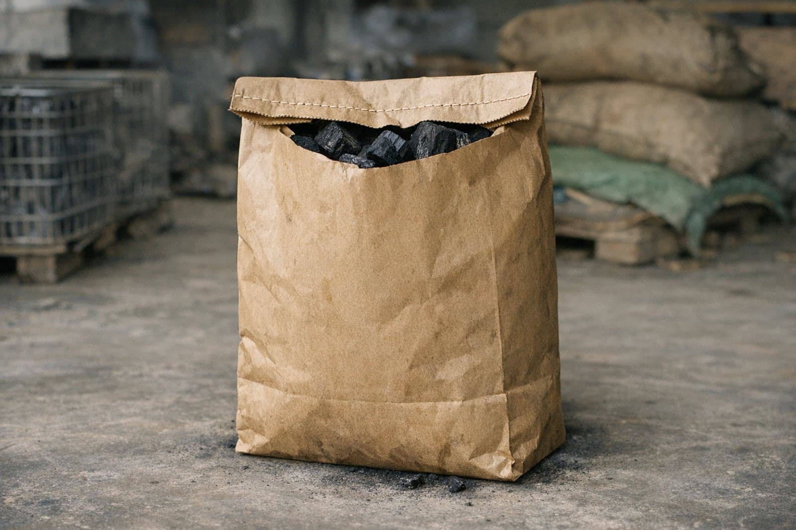 Restaurant and BBQ bulk bag, plain or printed. Optional pallet wrap for depot handling.